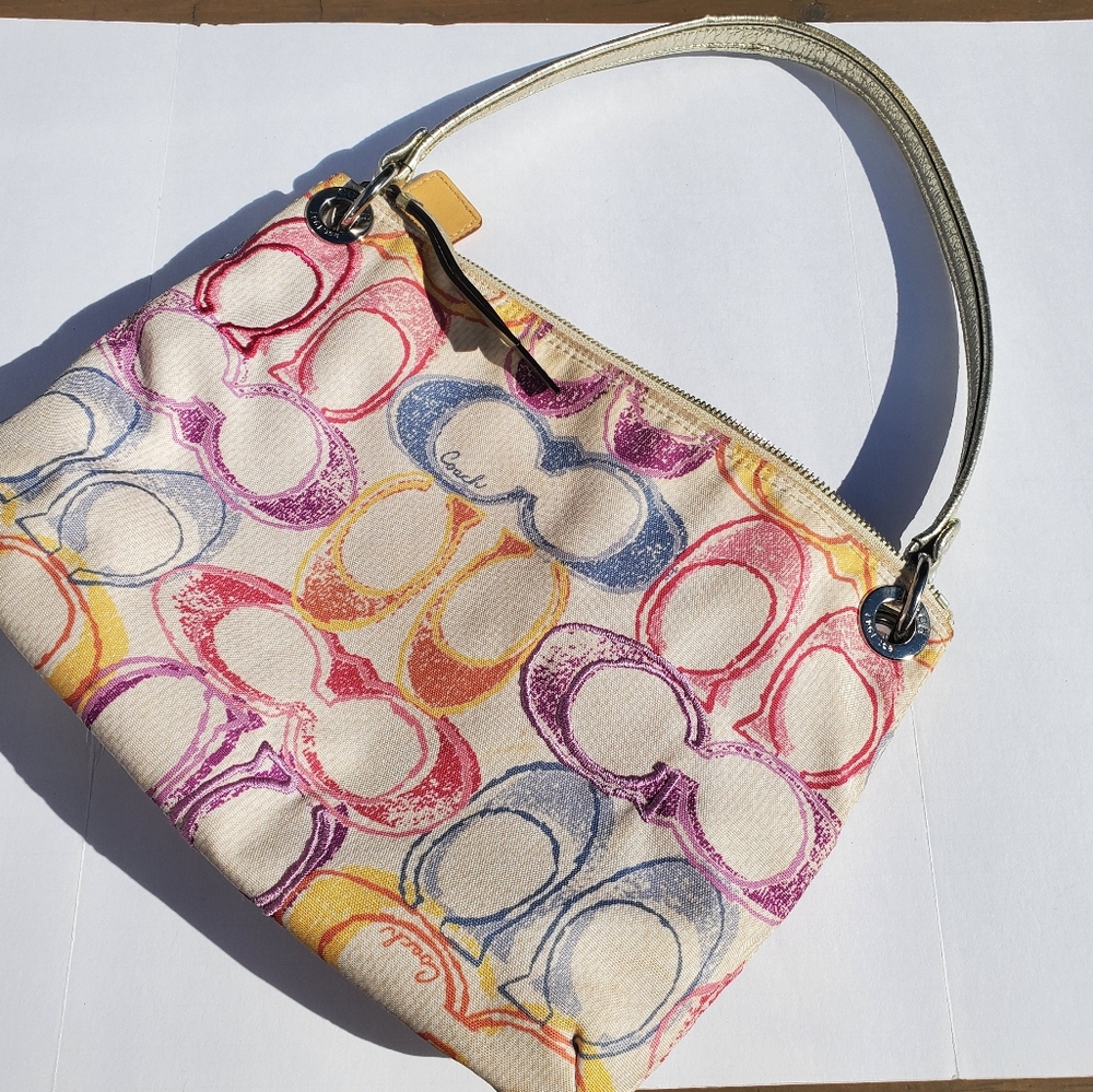 Coach Poppy Scribble Twin Pocket Vintage Shoulder and Crossbody Bag - Picture 7 of 10